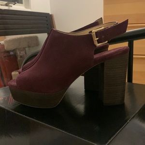MICHAEL Michael Kors Burgundy Suede Platform Slingback Heels